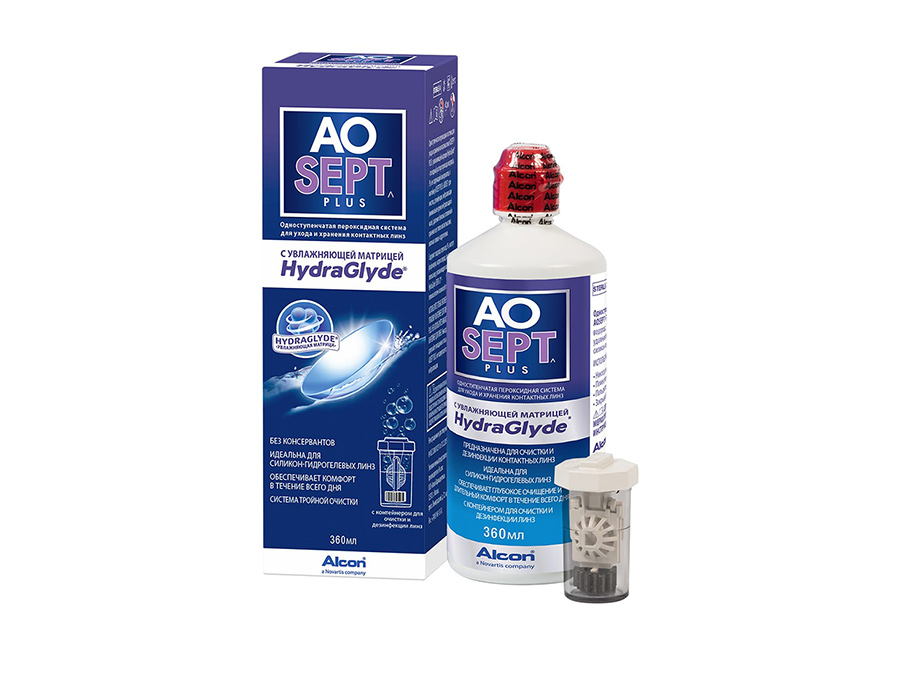 Пероксидное средство для ухода за контактными линзами с длительным увлажнением Alcon® Aosept® Plus HydraGlyde®